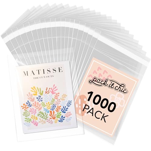 Pack It Chic  10 X 13 1000 Pack Clear Resealable Cellophane Cello Bags  Fits 10X13 Prints Photos Documents  Self Seal