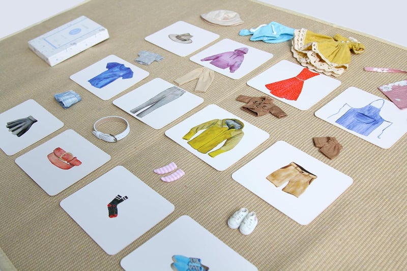 KIDDISON Montessori Language Materials Objects with Similar Cards 12pcs Mini Clothing Replicas with Cards  - Image 5
