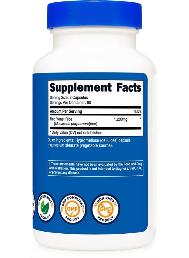 Nutricost أرز الخميرة الحمراء 1200 ملغ، 120 كبسولة - 60 حصة، كبسولات نباتية، غير معدلة وراثيًا، خالية من الغلوتين - Image 3