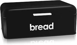 E-far Vintage Bread Box for Kitchen Countertop,  Black Metal Bread Storage Container Retro Bread Bin for - Image 1