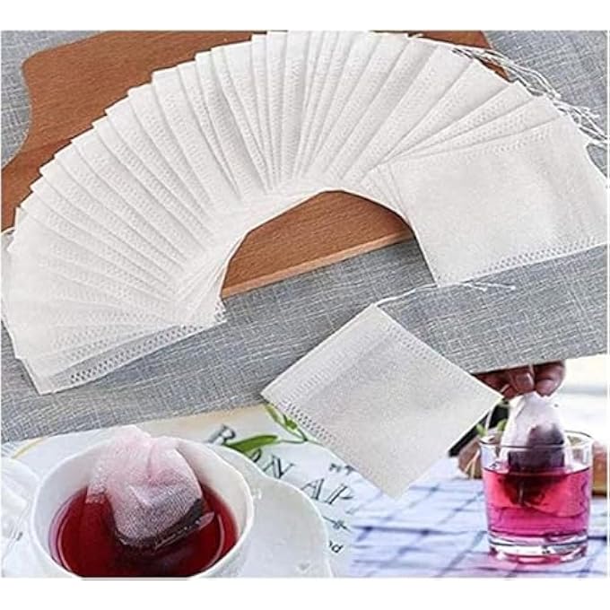 Silk Route 200Pcs Disposable NonWoven Tea Bag Filter Seasoning Drawstring Sealed - Image 1
