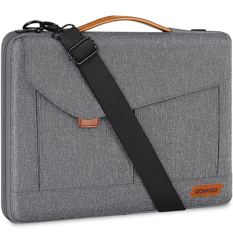 DOMISO 14 Inch Laptop Sleeve Bag Water Resistant Business Briefcase Carrying Shoulder Bag for Lenovo Chromebook S330/Flex 4/Thinkpad L480 E480 T480s/HP ProBook 640 G4/Dell Inspiron 5480 5481,Grey - Image 1