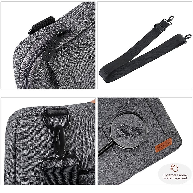 DOMISO 14 Inch Laptop Sleeve Bag Water Resistant Business Briefcase Carrying Shoulder Bag for Lenovo Chromebook S330/Flex 4/Thinkpad L480 E480 T480s/HP ProBook 640 G4/Dell Inspiron 5480 5481,Grey - Image 4