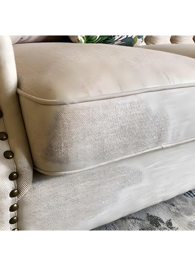 Comfynest أريكة مريحة من القطن والكتان بتصميم منتصف القرن تتسع لـ 3 أشخاص مع حواف مزخرفة 210X80X93 سم باللون الأبيض الفاتح - Image 5