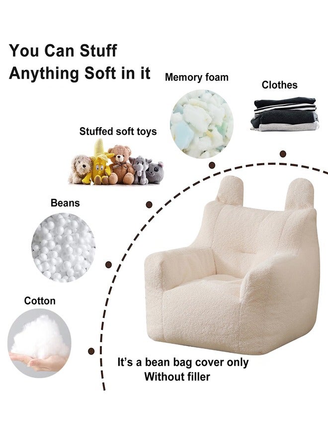 Bean Bag Chair Cover(No Filler), Premium Soft Teddy Fleece Fabric Lazy Sofa Bean Bag Cover for Kids Adults, Washable,Light Brown,90x50x70cm - Image 2