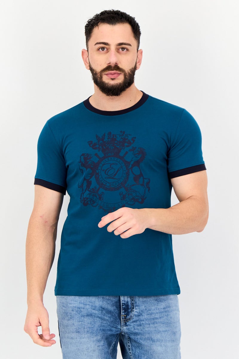 English Laundry Men Crew Neck Short Sleeve Vintage Logo T-Shirt, Teal Green - Image 1