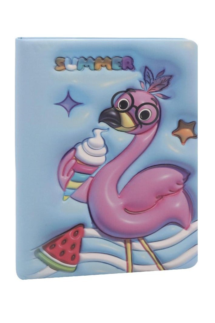 ROCO Notebook Flamingo 13 X 18.5 cm 96 Sheets Single Ruled (Colored Pages) Blue - Image 1