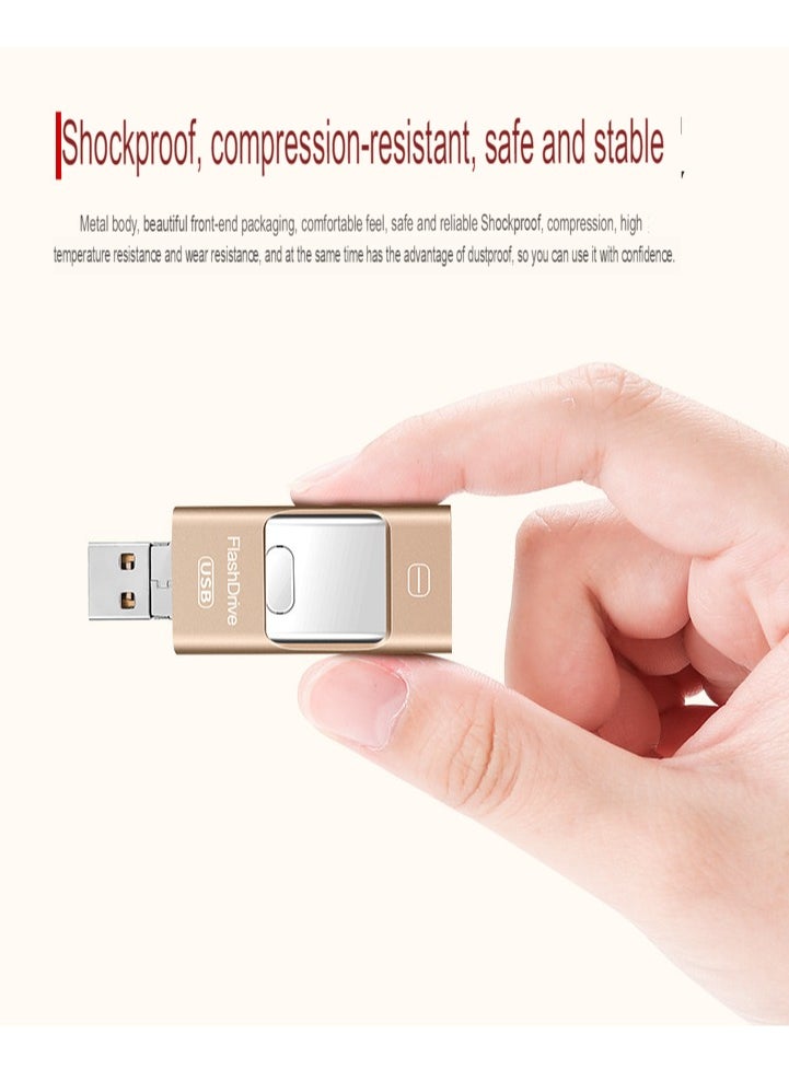 AROAQ 16GB USB Flash Drive, Shock Proof Durable External USB Flash Drive, Safe And Stable USB Memory Stick, Convenient And Fast I-flash Drive for iphone, (16GB Gold Color)  - Image 4