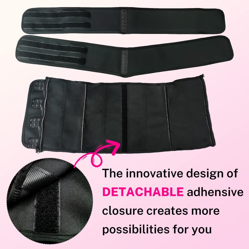 GainKee Waist Trainer for Women Zip Trimmer Belts Detachable Two Belts Corset Body Shaper with Zipper 9 Steel Bones - Image 3