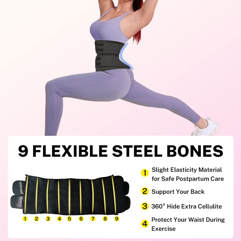 GainKee Waist Trainer for Women Zip Trimmer Belts Detachable Two Belts Corset Body Shaper with Zipper 9 Steel Bones - Image 4