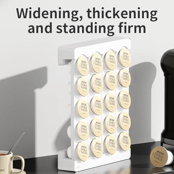 Tazweeq Coffee Cups Holder Cup Storage Stand Coffee Pods Storage Organizer Stand New Modern Design Home Or Office Kitchen Counter OrganizerCapacity Of 20 Pods White - Image 2