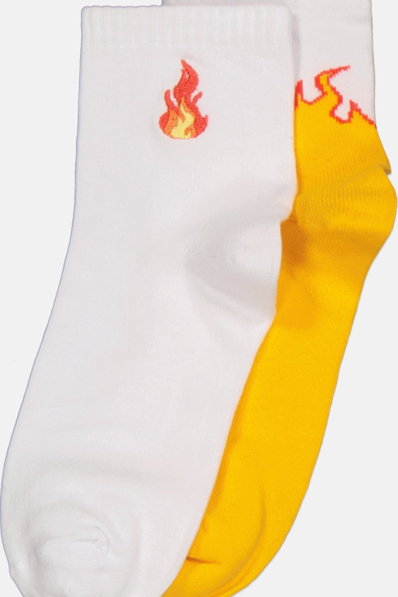 Don't Call Me Jennyfer Women 2 Pair Embroidered Crew Socks, White Combo  - Image 2