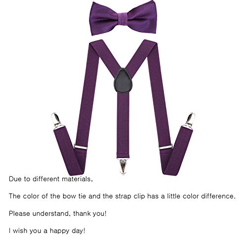 WELROG Kids Suspender Bow Tie Sets - Adjustable Braces With Bowtie Gift Idea for Boys and Girls (Dark purple) - Image 3