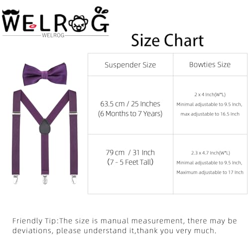 WELROG Kids Suspender Bow Tie Sets - Adjustable Braces With Bowtie Gift Idea for Boys and Girls (Dark purple) - Image 4