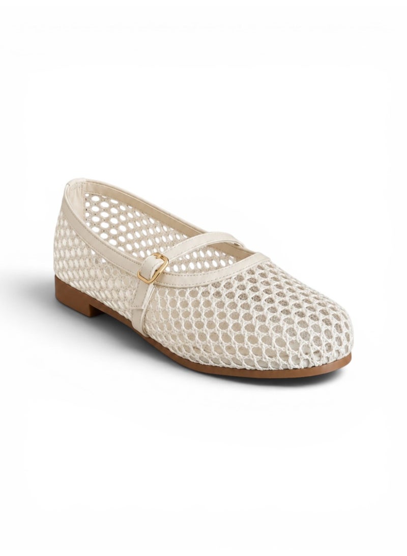 LIFESTYLISH Ballerina flat Leather mesh BF-812 - Beige - Image 2