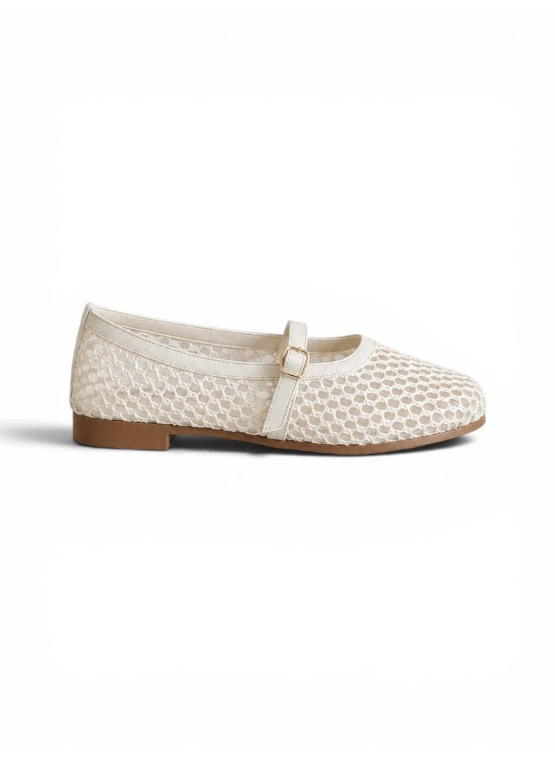 LIFESTYLISH Ballerina flat Leather mesh BF-812 - Beige - Image 3