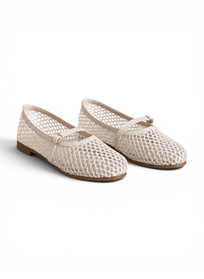 LIFESTYLISH Ballerina flat Leather mesh BF-812 - Beige - Image 1