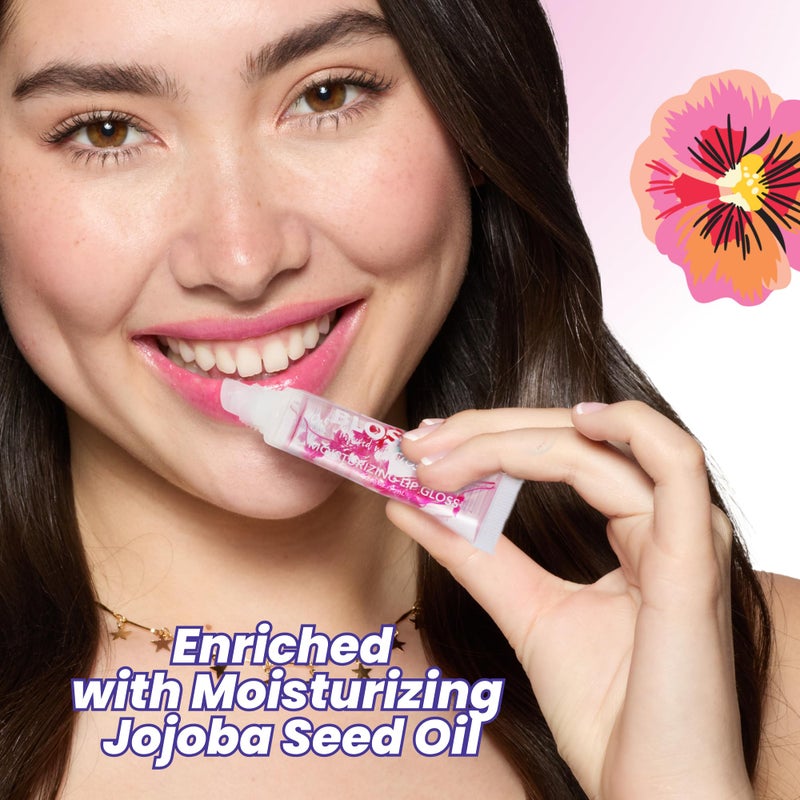 Blossom أنابيب لامع الشفاه، برائحة الكرز، جل شفاه سميك شفاف بلمعان عالي مرطب مع زيت بذور الجوجوبا المغذي، مع زهور حقيقية، 0.3 أونصة، كرز - Image 4