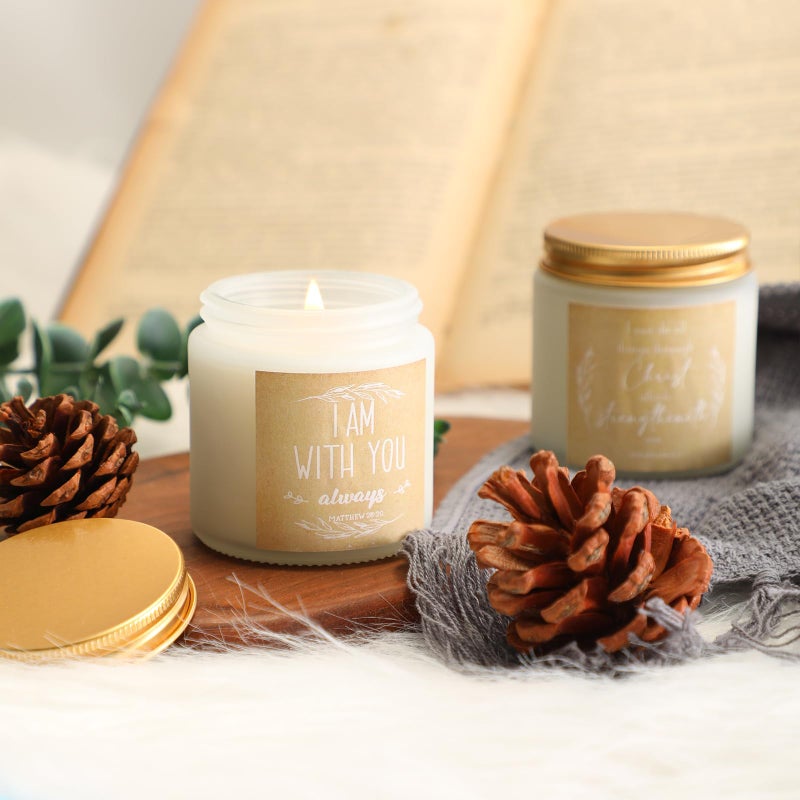 Lewtemi 10 Jars Christian Religious Candles Gifts Bulk Catholic Prayer Scented Candle 3.5 oz Faith Bible Verses Valentines Day Gifts for Church Women Men Employee Coworker(White,Classic) - Image 4