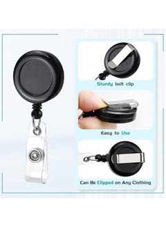 MARKQ [Pack of 10] Black Retractable Badge Reel with Clip – Durable ID Holder with Clear Vinyl Strap – Secure Badge Reel for ID Cards and keys  - Image 4