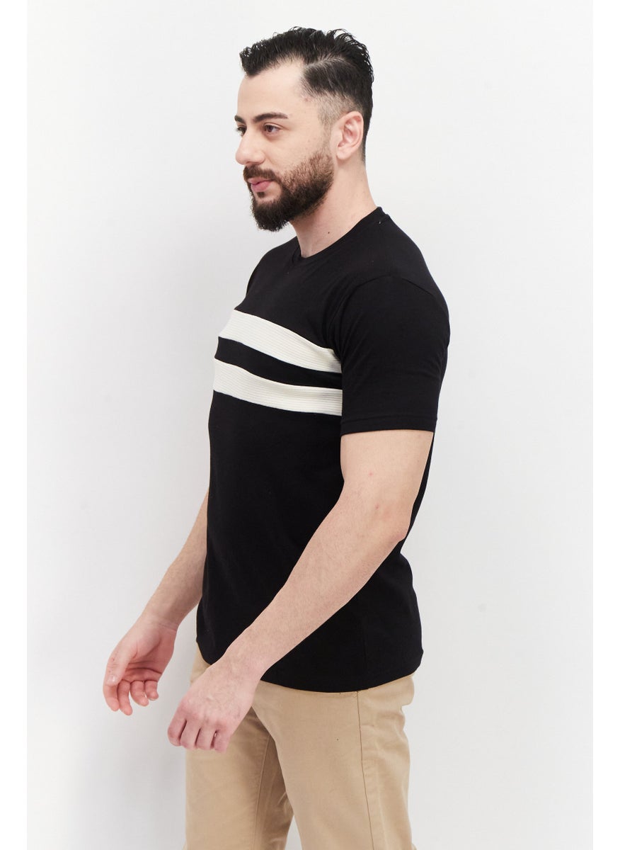 Cactus Man by Ricky Singh - Men Crew Neck Short Sleeves Color Blocked T-Shirt, Black Combo - Image 1