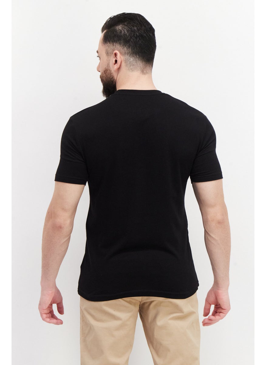 Cactus Man by Ricky Singh - Men Crew Neck Short Sleeves Color Blocked T-Shirt, Black Combo - Image 1