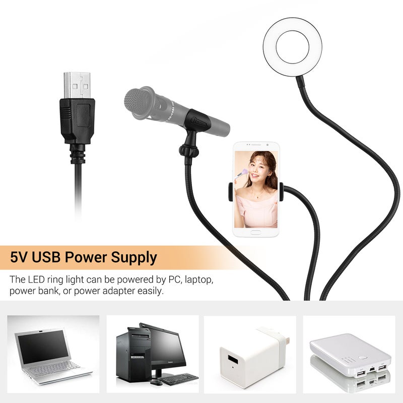 docooler Clip-On Mini USB Ring Light Fill-in Lamp Black - Image 2