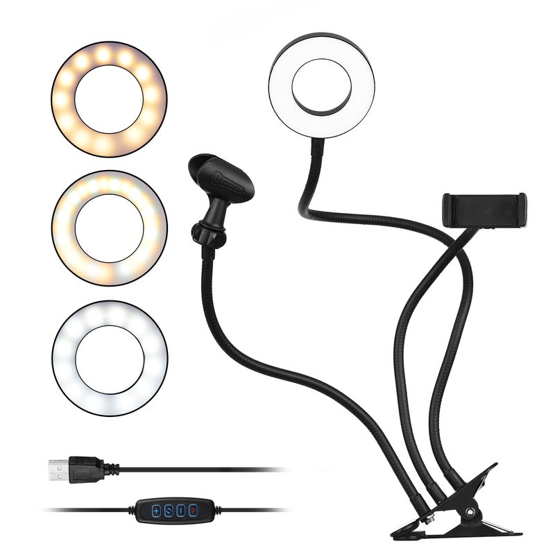 docooler Clip-On Mini USB Ring Light Fill-in Lamp Black - Image 5