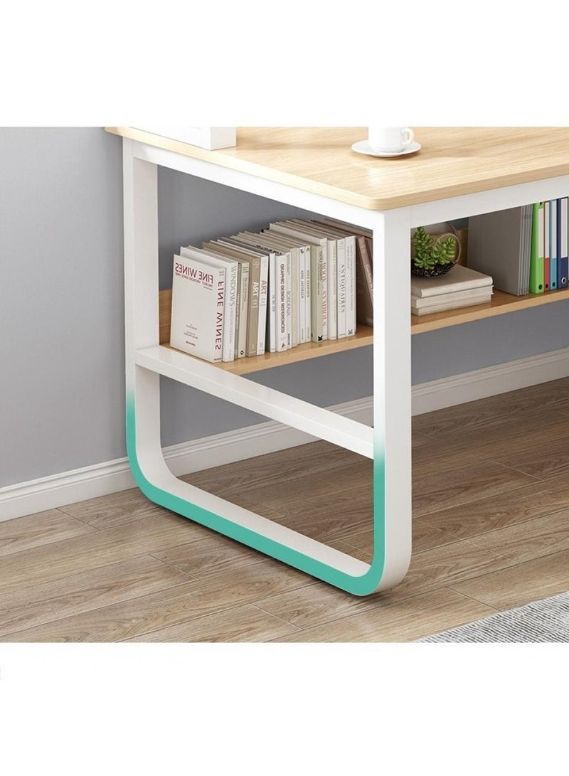 Alissa Home Office Desk with Drawers & Shelves – 140cm Beige Study Table for Laptop, Work & Storage - Image 5