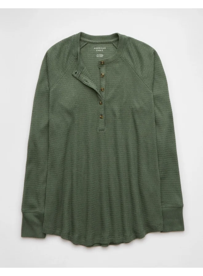 امريكان ايجل AE Long-Sleeve Plush Henley T-Shirt