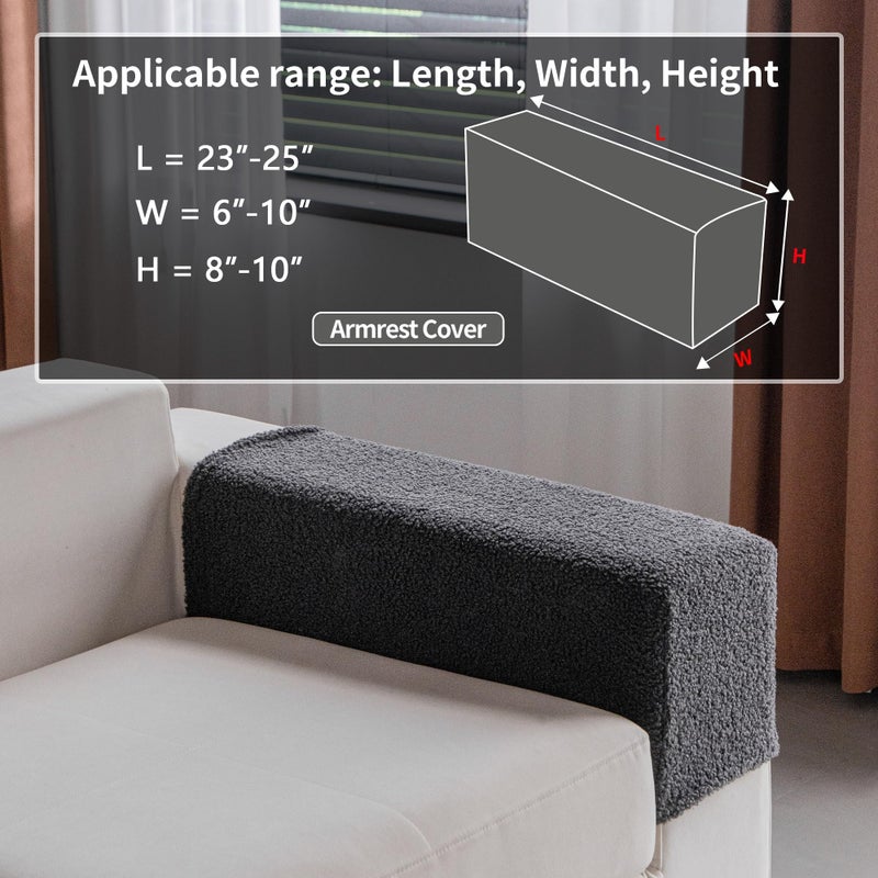 OHSIO Couch Cushion Covers for Sectional Sofa, Stretch Soft Sofa Slipcovers Washable Wear-Resistant Universal Furniture Protector for Living Room(1 Piece Armrest Cover, Dark Gray) - Image 2