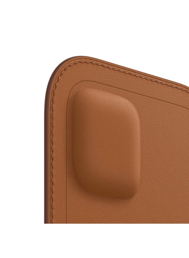 Apple Certified Pre Owned - Leather Sleeve Basic Case with MagSafe for iPhone 12 Mini - Saddle Brown - Image 3