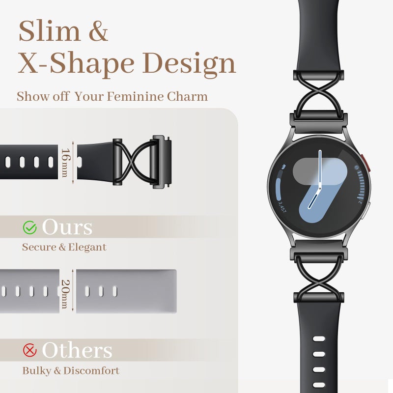 Getino Slim Bands Compatible with Samsung Galaxy Watch 7 Band 6 5 4 FE Active 2 40mm 44mm/Galaxy Watch 6 4 Classic/5 Pro, Skinny Thin 20mm Watch Band Silicone Sport Strap for Samsung Watch Bands Women - Image 2
