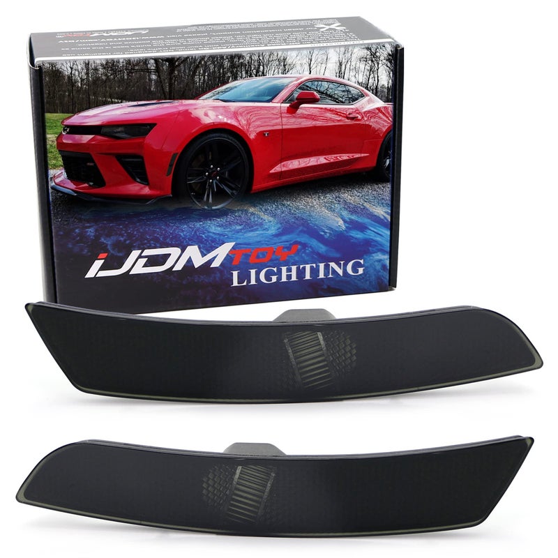 iJDMTOY Black Smoked Lens Side Marker Lamp Housings Compatible with 2016up Chevrolet Camaro OESpec LH RH Assembly Fit Front or Rear Bumper