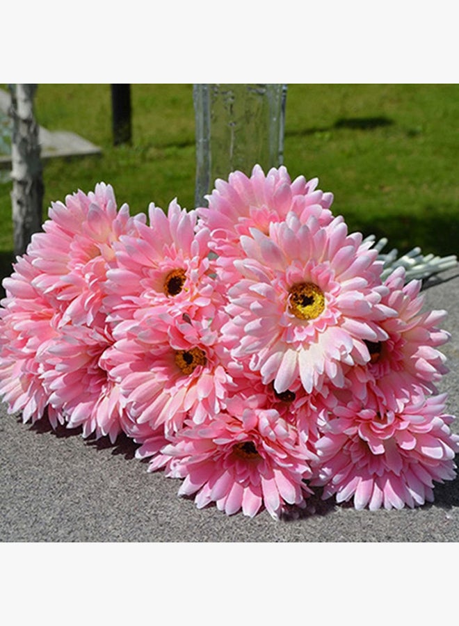 Loquat Artificial Silk Gerbera Daisy Flower Bouquet Pink 50cm  - Image 3