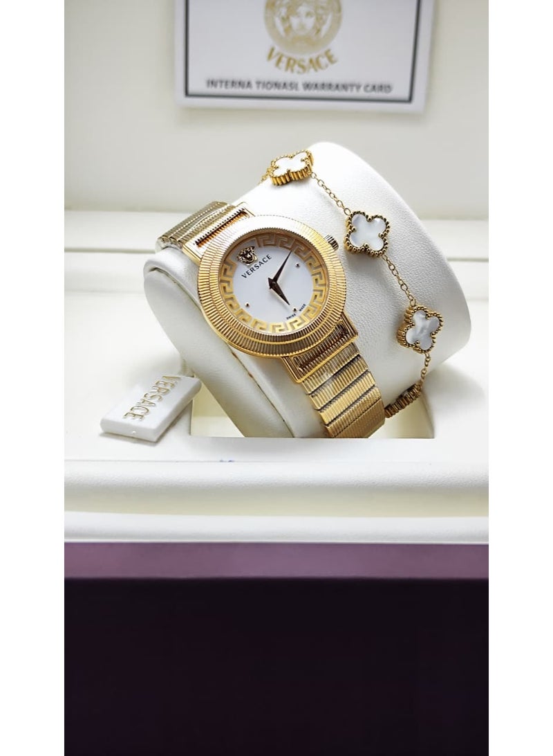 Versace women's stainless steel watch with a premium bracelet