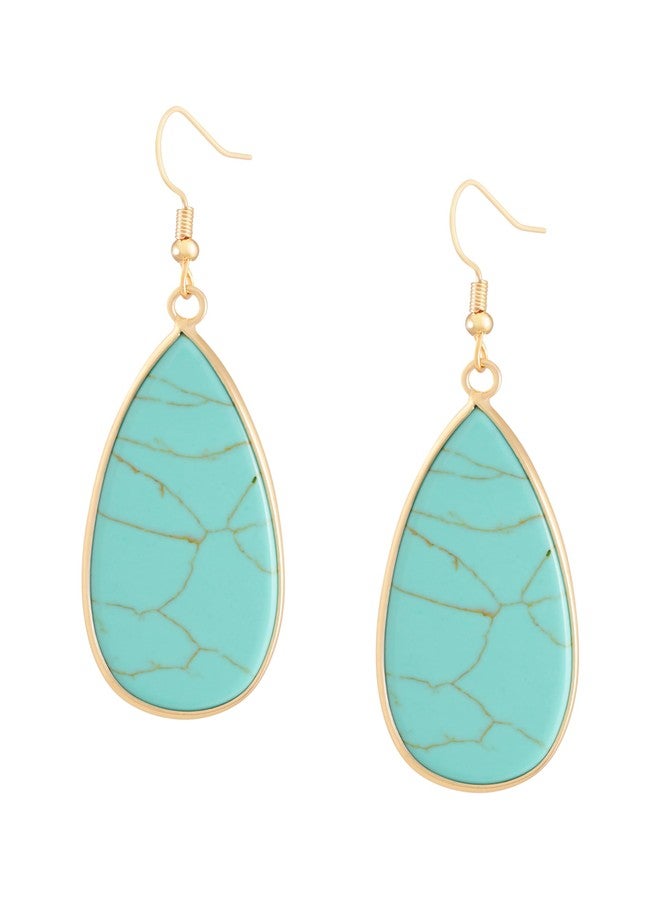 MINACHI Created Turquoise Earrings for Women, Bohemian Created Turquoise Teardrop Waterdrop Dangle Drop Earrings, Vintage Boho Hippie Jewelry Gift - Image 1
