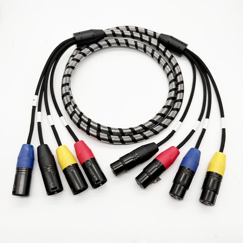 4X XLR Male To Female Braided Audio Extension Cable 196.85inch Black White - Image 5