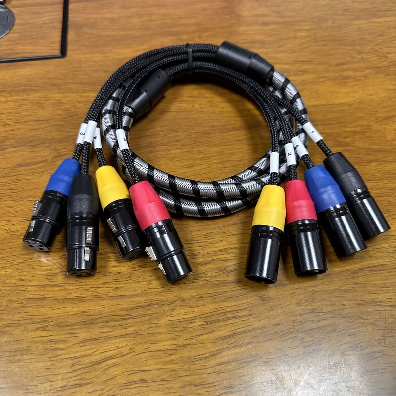 4X XLR Male To Female Braided Audio Extension Cable 196.85inch Black White - Image 4