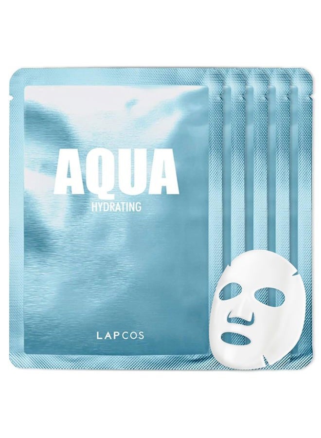 LAPCOS Aqua Sheet Mask, Hydrating Daily Face Mask with Seawater and Plankton Extract to Nourish Skin, Korean Beauty Favorite, 5-Pack - Image 1