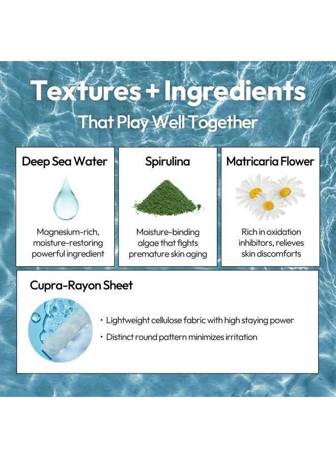 LAPCOS Aqua Sheet Mask, Hydrating Daily Face Mask with Seawater and Plankton Extract to Nourish Skin, Korean Beauty Favorite, 5-Pack - Image 3