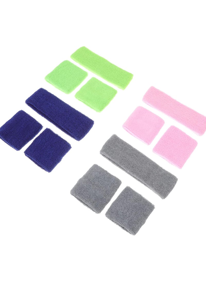 GGOOT 4 Sets Kids tennis wristbands headbands bulk football headband Sports Wristband Headband - Image 1