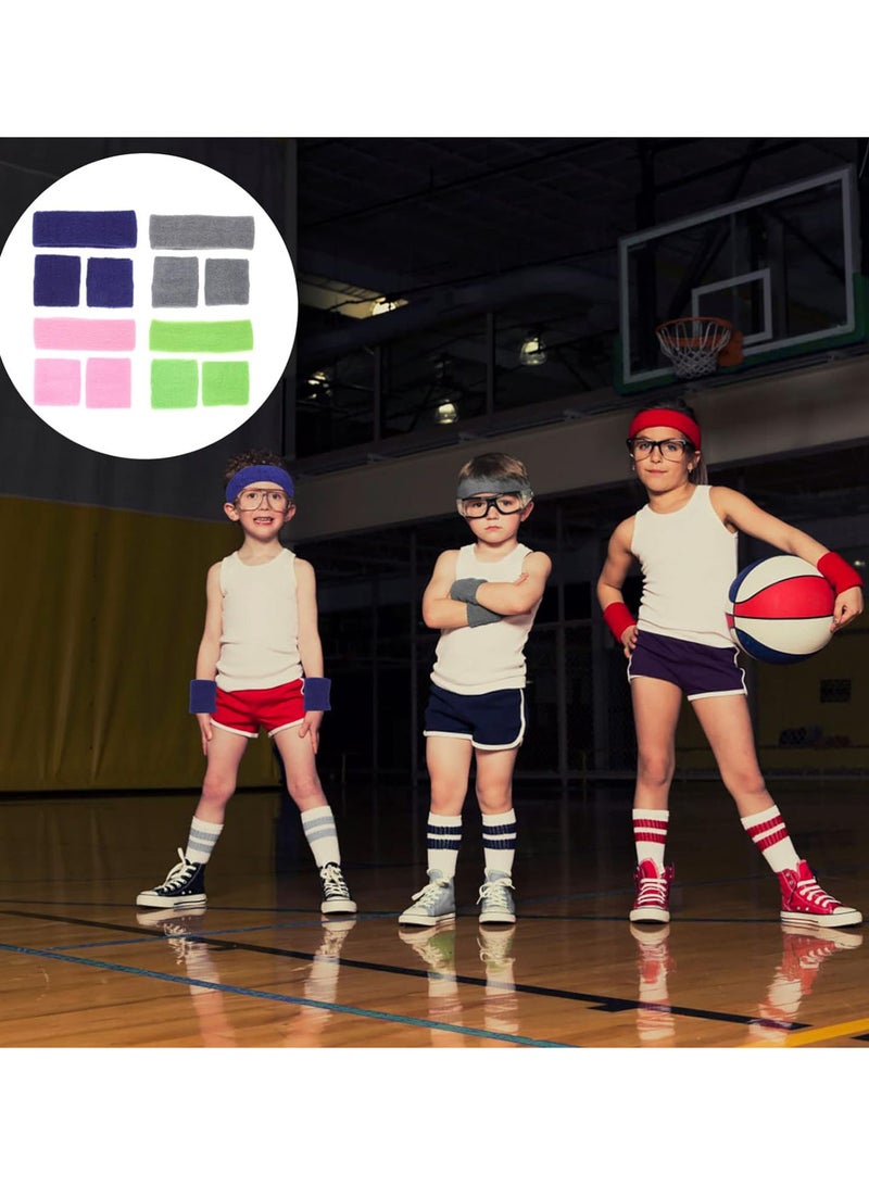 GGOOT 4 Sets Kids tennis wristbands headbands bulk football headband Sports Wristband Headband - Image 2