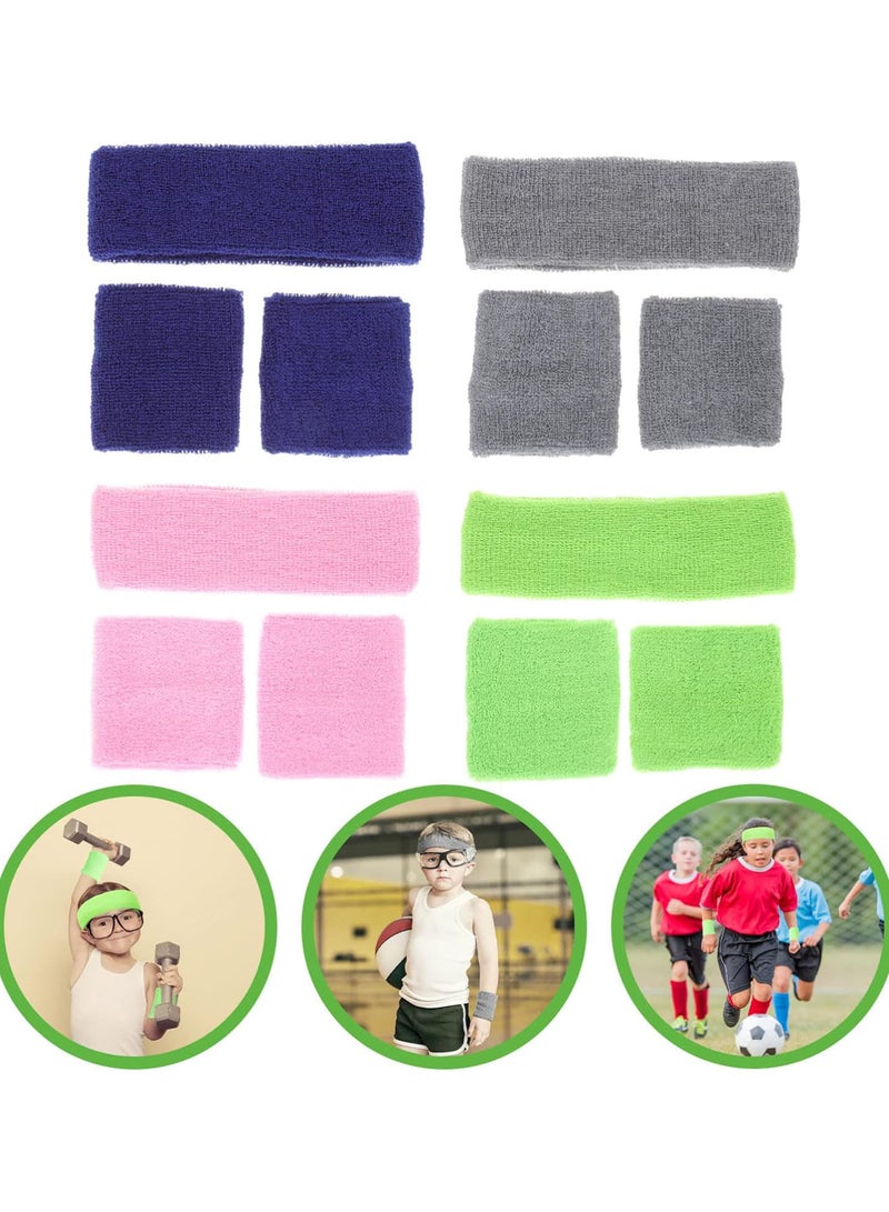 GGOOT 4 Sets Kids tennis wristbands headbands bulk football headband Sports Wristband Headband - Image 3