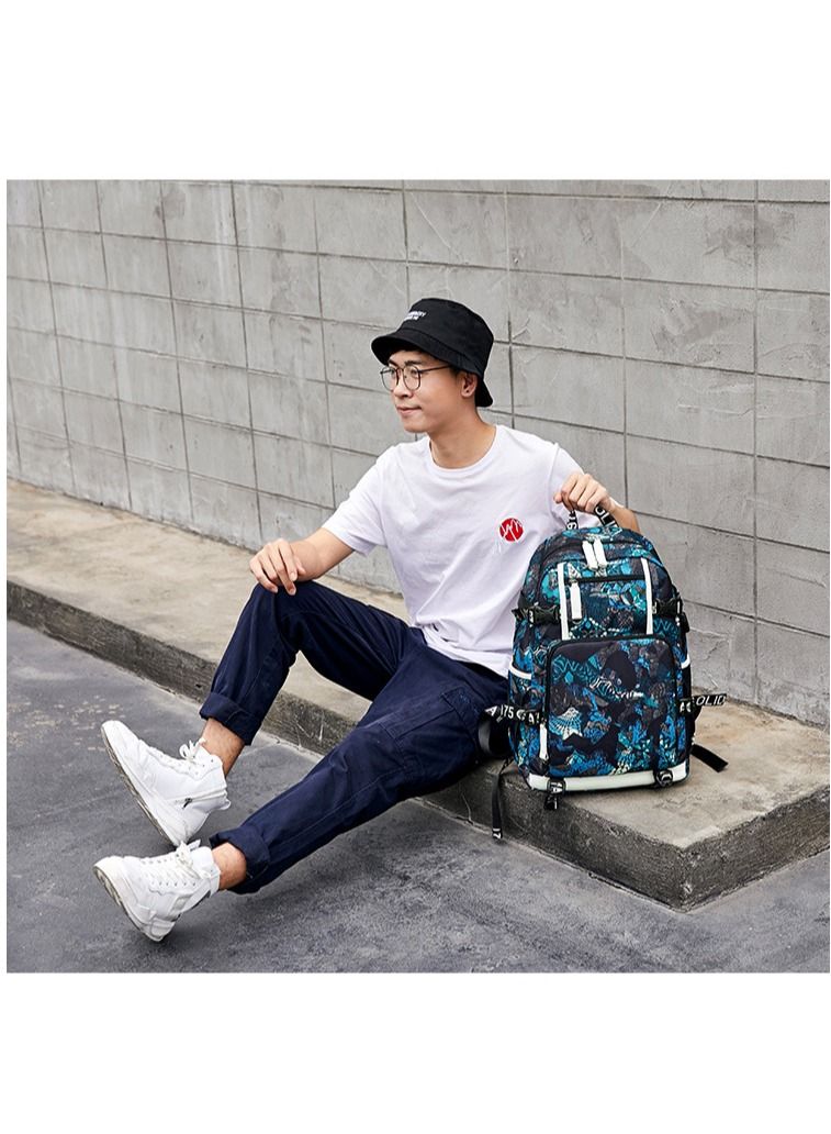 Aolida 1-Piece Men's Korean Version Backpack Minimalist Middle School Student Backpack Heat Transfer Printed Casual Men's Backpack - Image 3