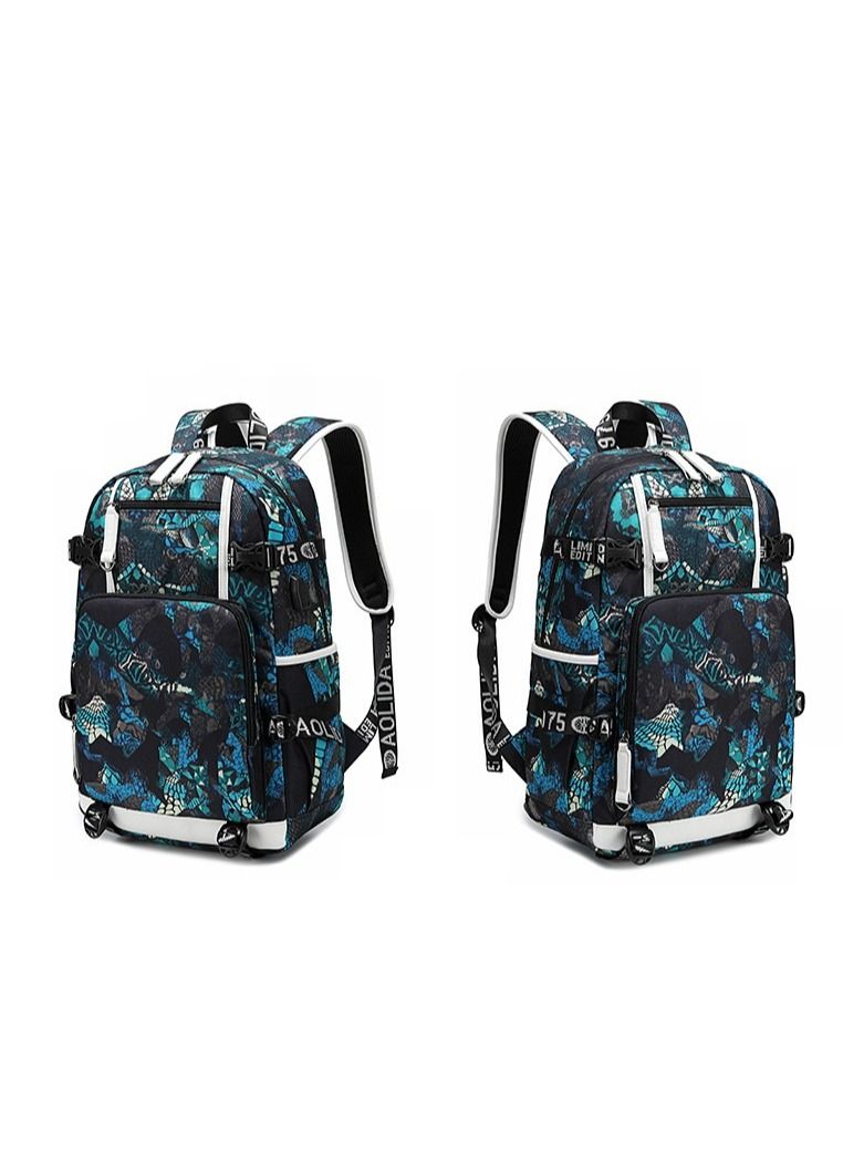 Aolida 1-Piece Men's Korean Version Backpack Minimalist Middle School Student Backpack Heat Transfer Printed Casual Men's Backpack - Image 2