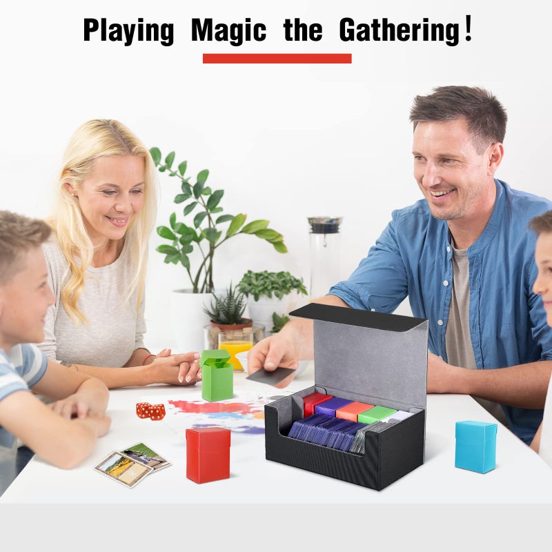 Yexiya 7 Pcs Deck Card Boxes for Trading Cards, 1 Leather Deck Storage Box with 6 Plastic Trading Card Storage Box for Playing Cards(Black, Gray) - Image 5