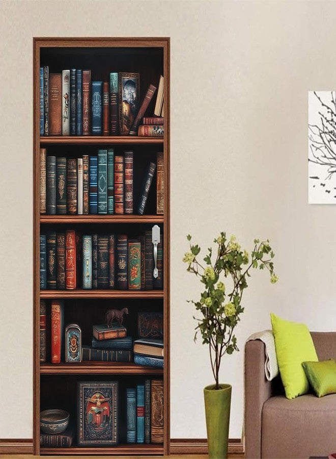 REDAMANCY Antique Book Shelf Vintage Peel and Stick Door Stickers Vinyl 3D Door Mural Decals Decor Wallpaper Self-Adhesive, Waterproof, Removable - Image 4