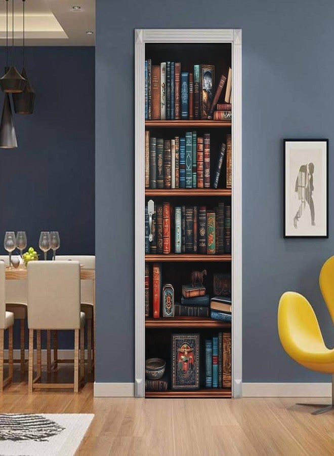 REDAMANCY Antique Book Shelf Vintage Peel and Stick Door Stickers Vinyl 3D Door Mural Decals Decor Wallpaper Self-Adhesive, Waterproof, Removable - Image 3