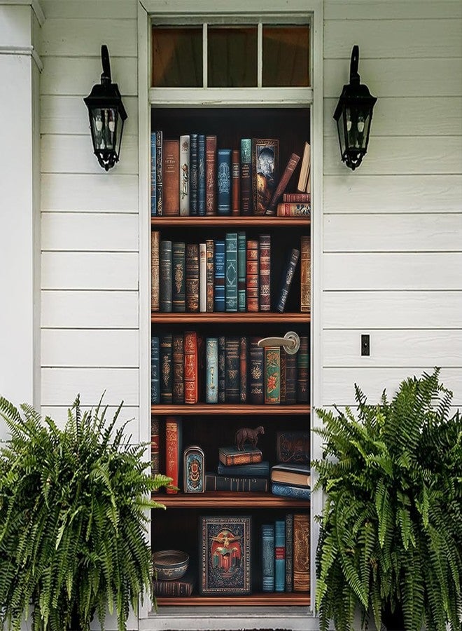 REDAMANCY Antique Book Shelf Vintage Peel and Stick Door Stickers Vinyl 3D Door Mural Decals Decor Wallpaper Self-Adhesive, Waterproof, Removable - Image 5
